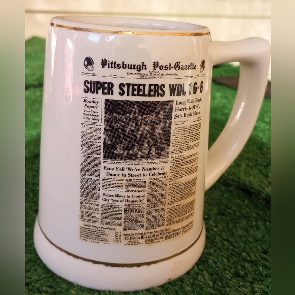 Lewis Bros. Ceramic Inc. Other - VINTAGE (1975) Ceramic STEELERS Mug; Back when newspapers were 15 cents!!